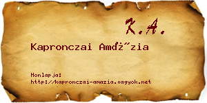 Kapronczai Amázia névjegykártya